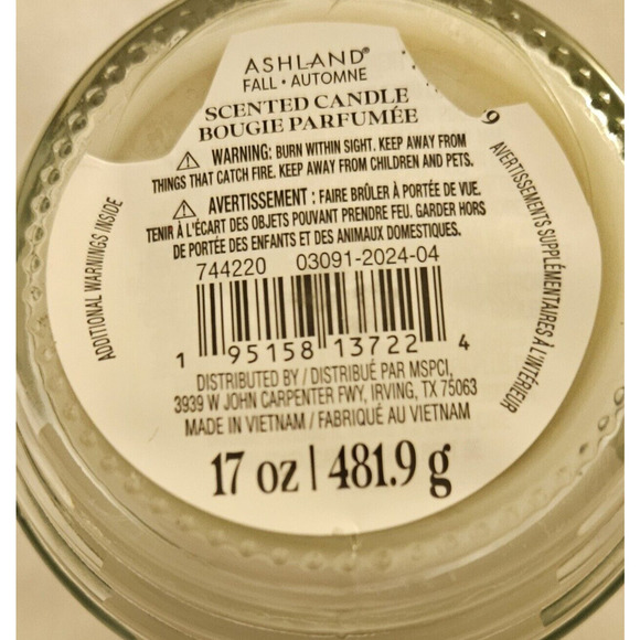 Ashland Vanilla Chai Scented Candle 17oz Single Wick | Large Jar Fall & Holiday - Picture 4 of 6